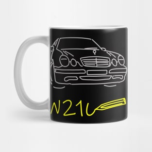 Mercedes W210 front simple sketch grey yellow Mug